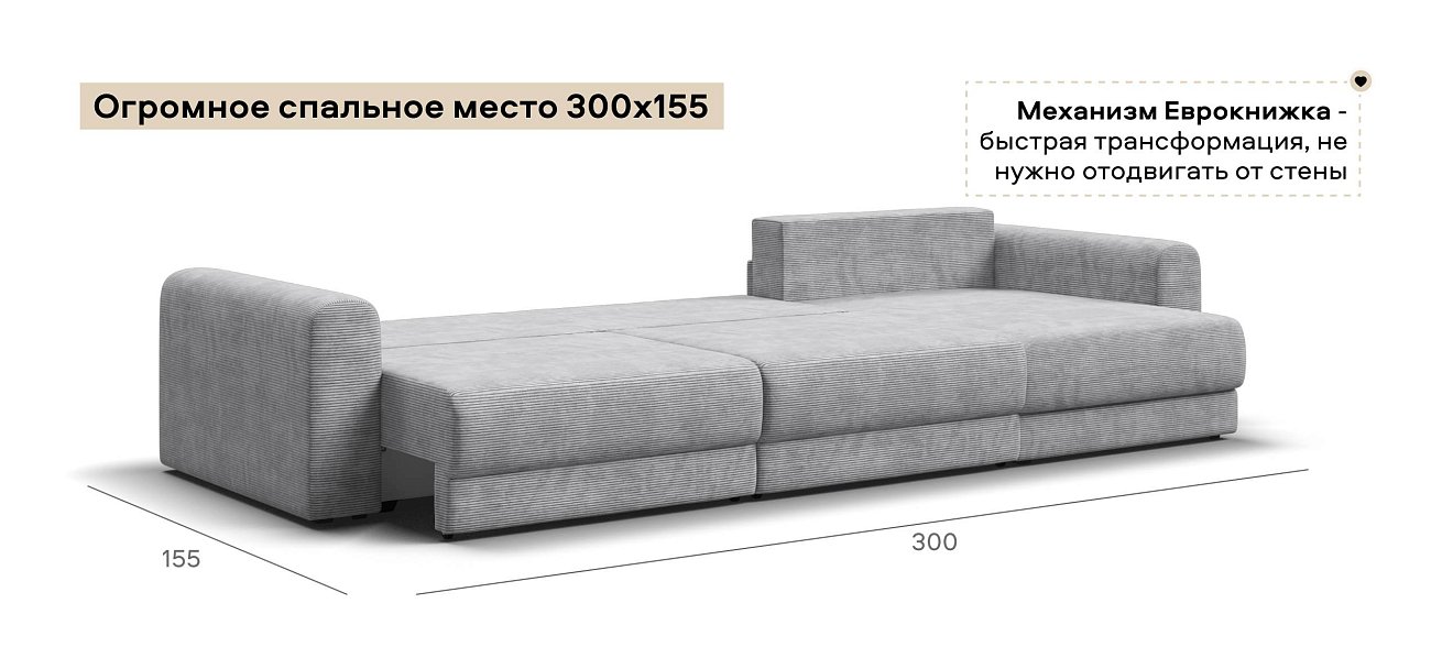 Модульный угловой диван Ричмонд Модуль Макс Вельвет Корд серый