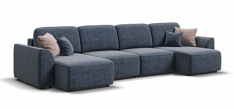 П-образный диван Кинг Модуль велюр Роял синий 1