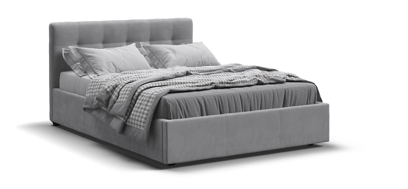 Белла Кровать + ПМ 140*200 велюр Монолит сталь