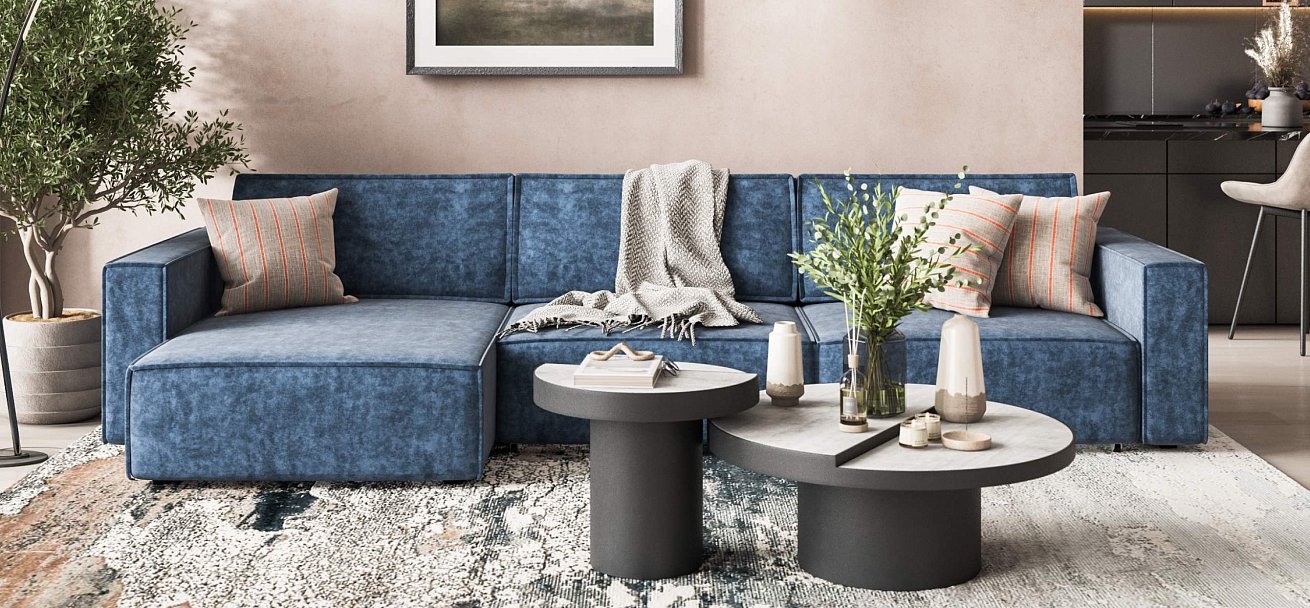 Угловой диван Босс Софт Модуль Макс велюр Роял синий