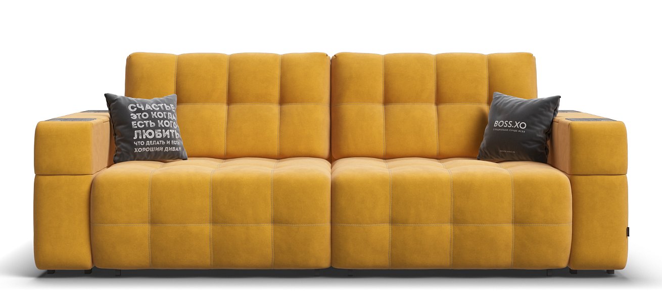 Диван Босс ХО велюр Монолит желтый / Камень
