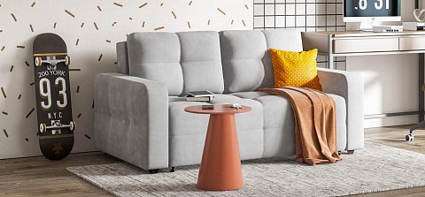 Диван Денди двухместный велюр Монолит сталь 2