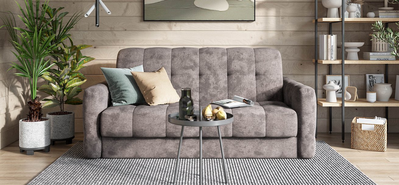 Диван Босс Слип 160 велюр Алькантара серый