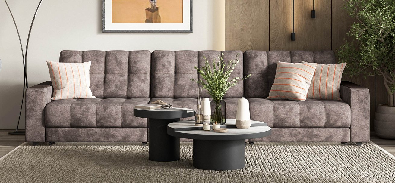 Диван Босс Гранд велюр Алькантара серый