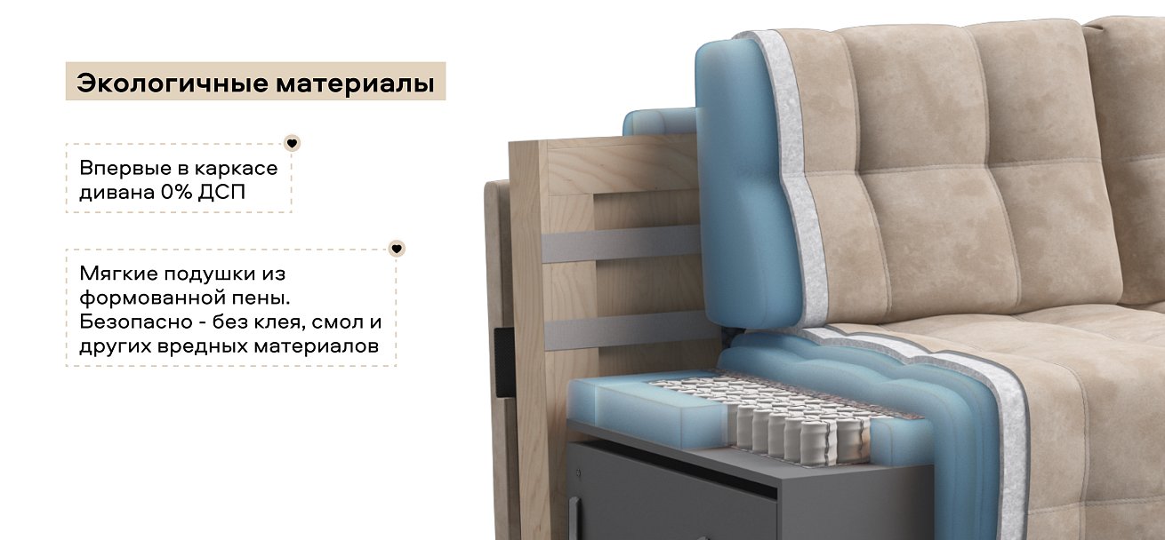 Диван Босс ХО велюр Алькантара пепел / Камень