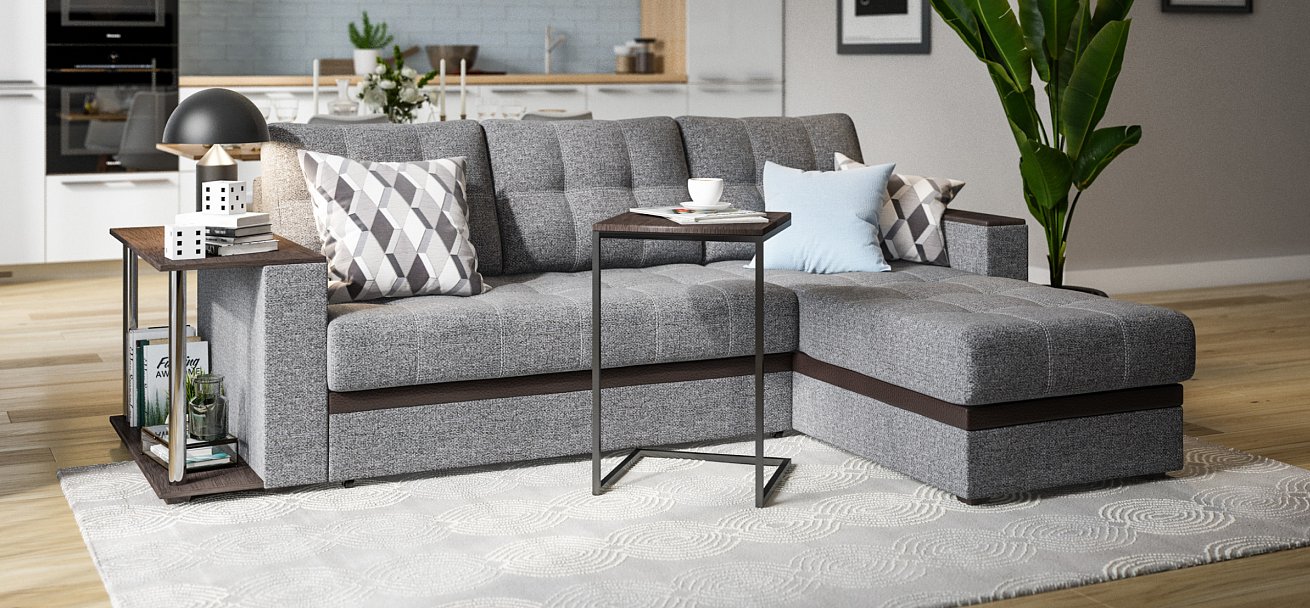 Угловой диван Атланта НПБ Рогожка Мальмо серый