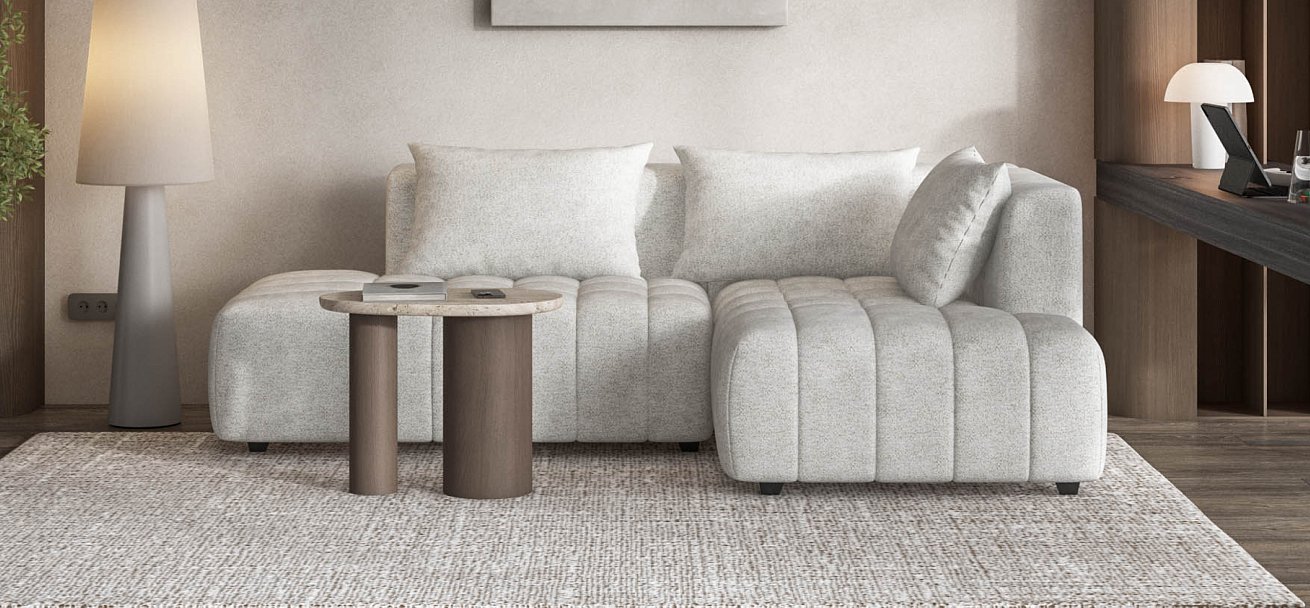 Угловой диван правый Босс Твин Шенилл Клауд крем