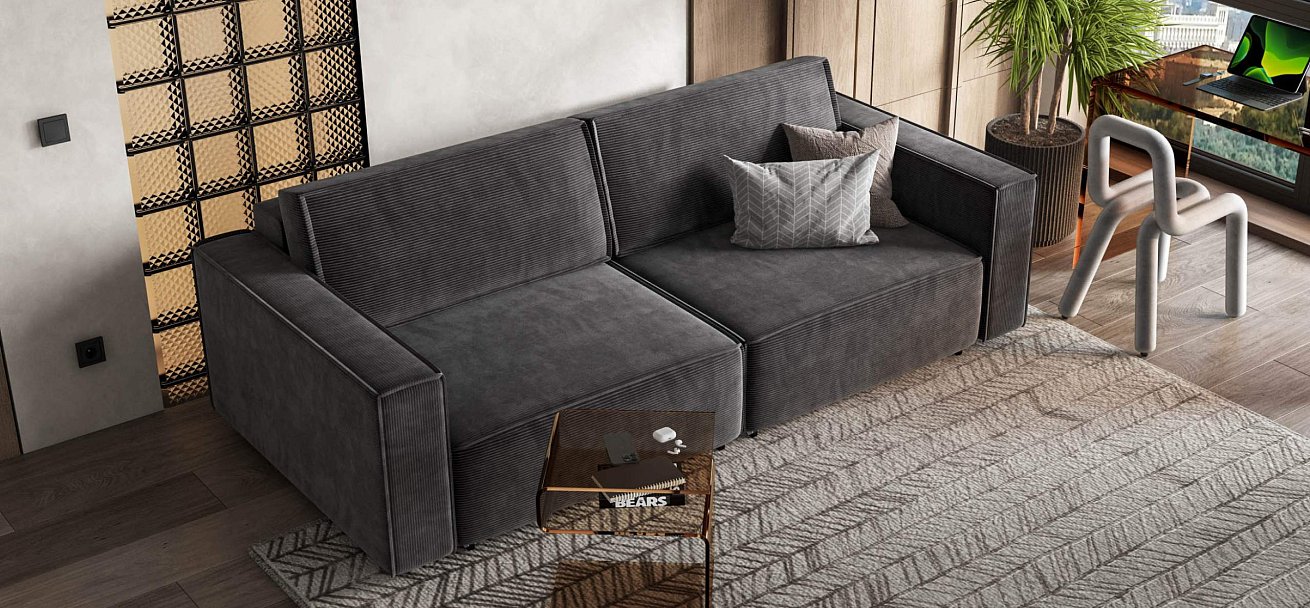 Диван Босс Софт Модуль велюр Монолит серый