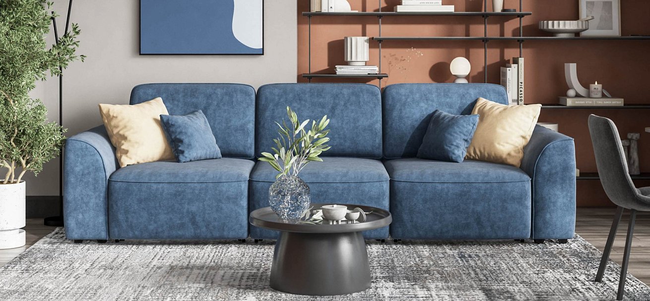 Диван Кинг Модуль Макс велюр Роял синий