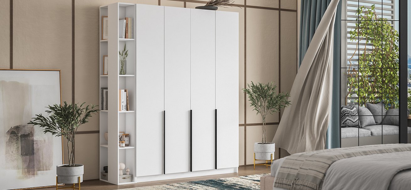 Рим 160 шкаф распашной 4Д+ящики 01 Белый