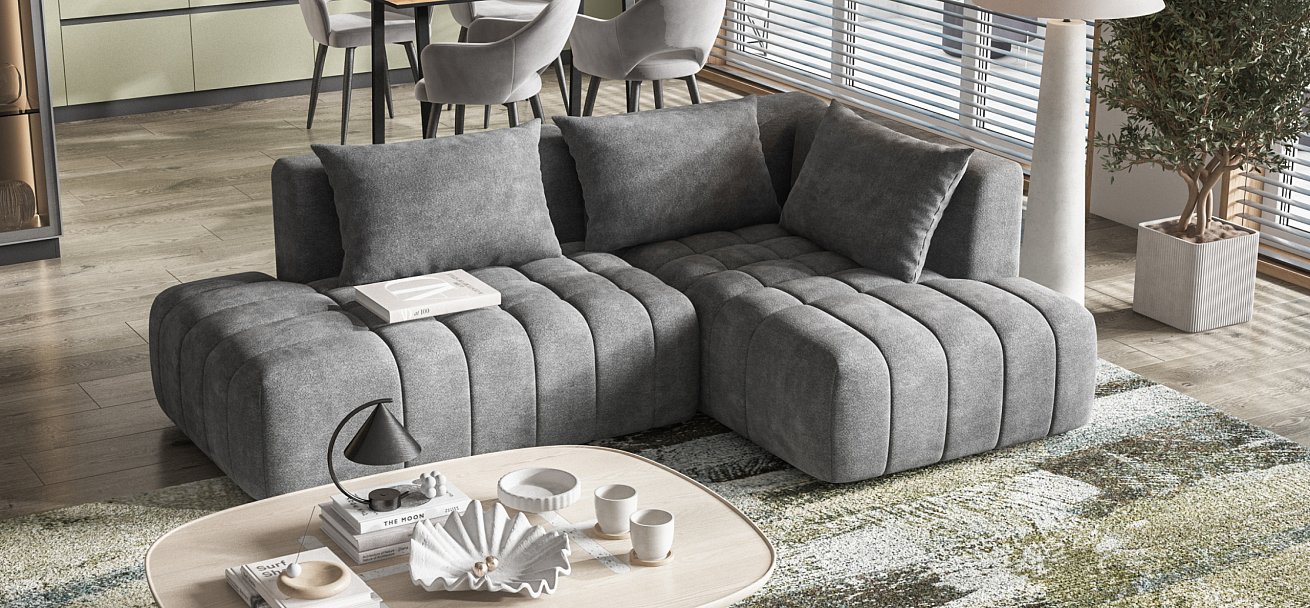 Угловой диван правый Босс Твин Шенилл Клауд графит