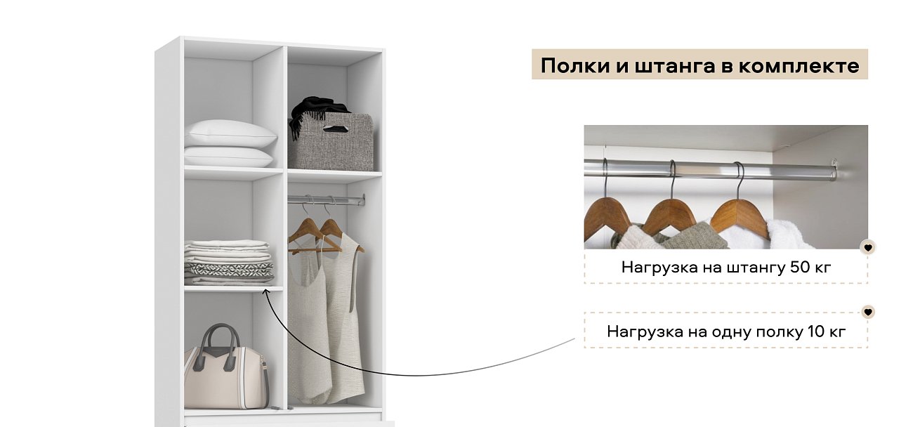 Идея 80 шкаф распашной 2Д+ящики Белый