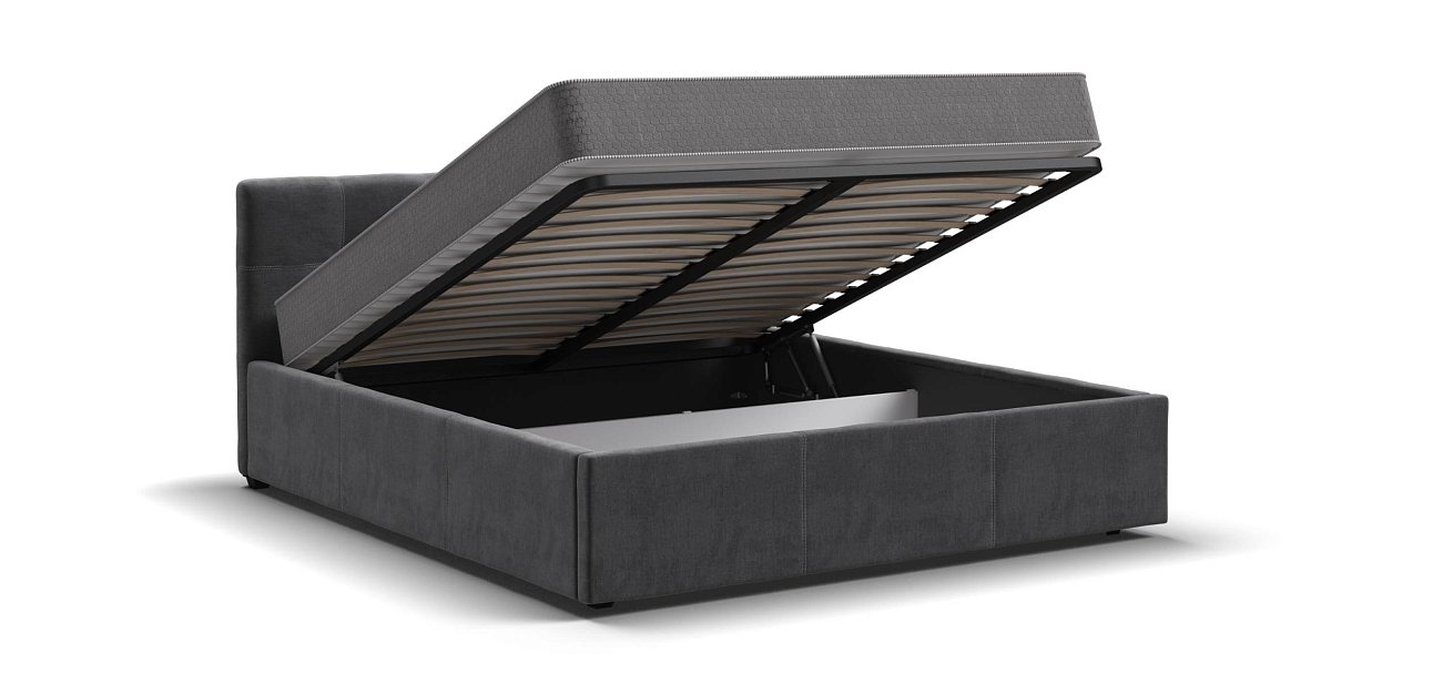 Белла Кровать+ПМ 160*200 велюр Монолит серый