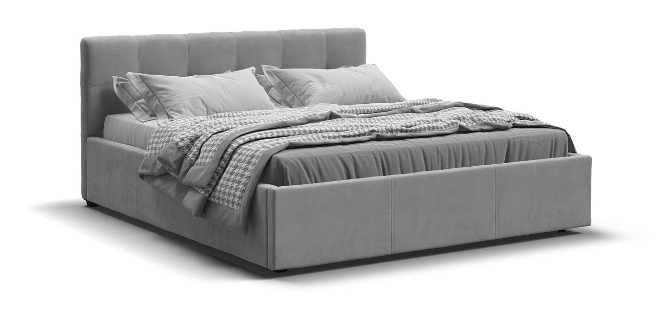 Белла Кровать+ПМ 160*200 велюр Монолит сталь