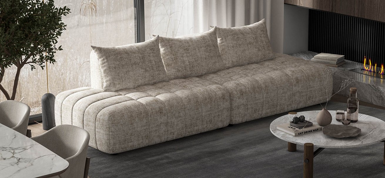 Диван Босс Твин прямой Шенилл Смарт кварц