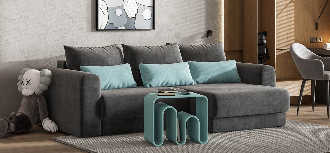 Ричмонд Модуль оттоманка велюр Монолит серый