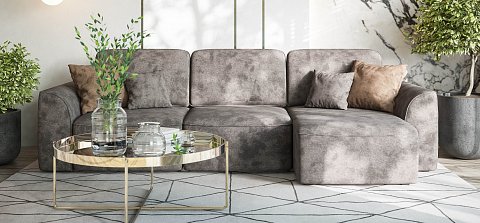 Угловой диван Кинг велюр Алькантара серый 2