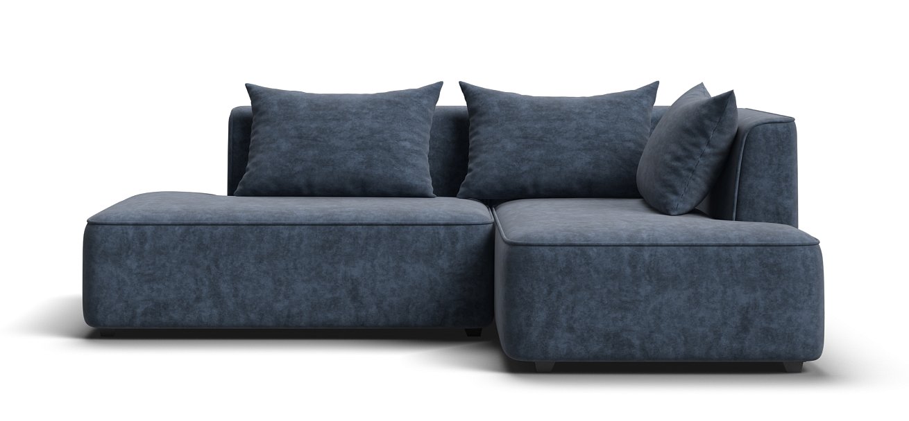 Угловой диван правый Кинг Твин велюр Роял синий