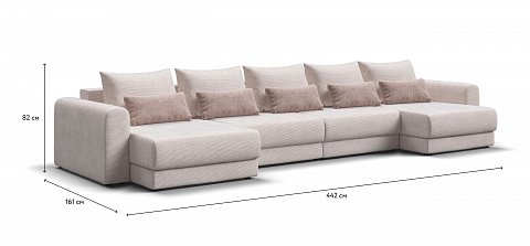 Модульный п-образный диван Ричмонд Модуль Вельвет Корд бежевый 1