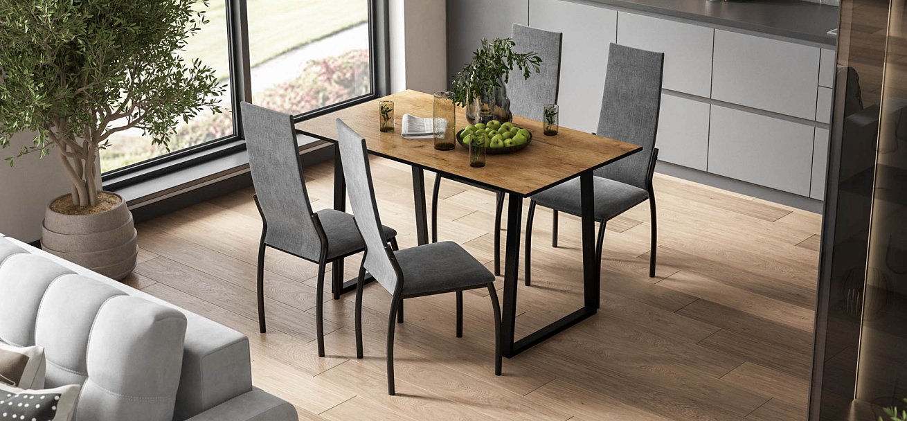 Стул АСТИ NEW 2 шт. велюр Monolit серый К., черный