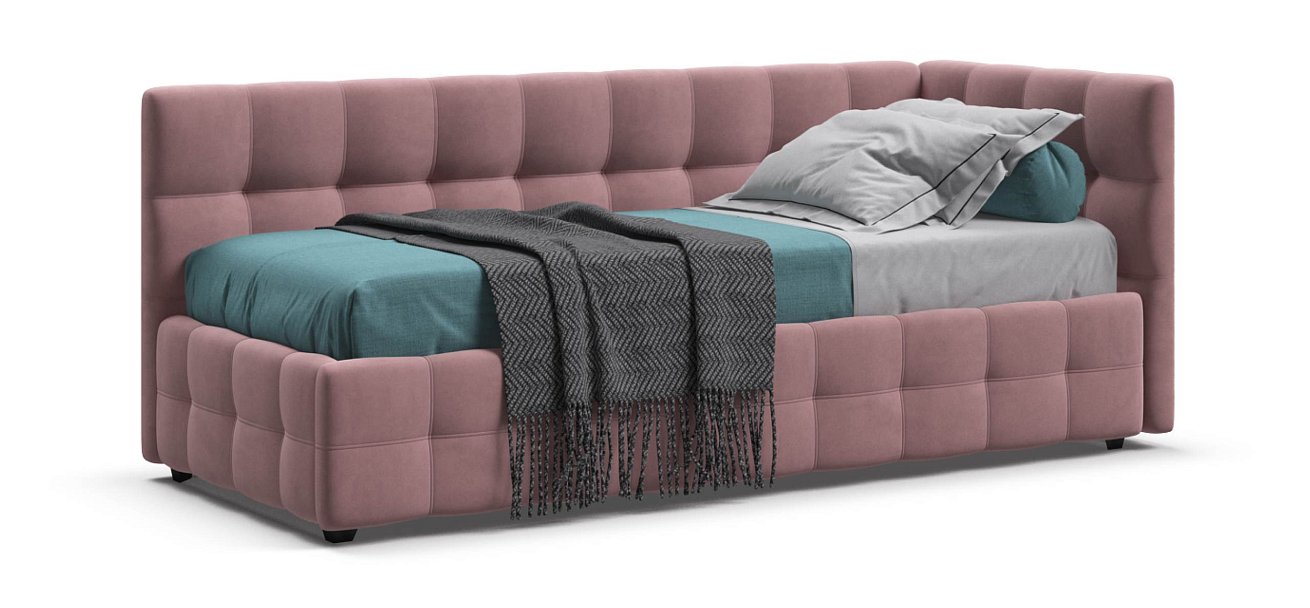 Босс Мини Кровать+ПМ 90*200 велюр Монолит розовый