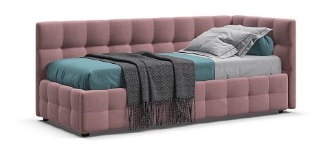 Босс Мини Кровать+ПМ 90*200 велюр Монолит розовый 1