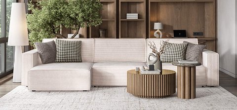 Угловой диван Босс Софт Модуль Макс Вельвет Корд бежевый 2