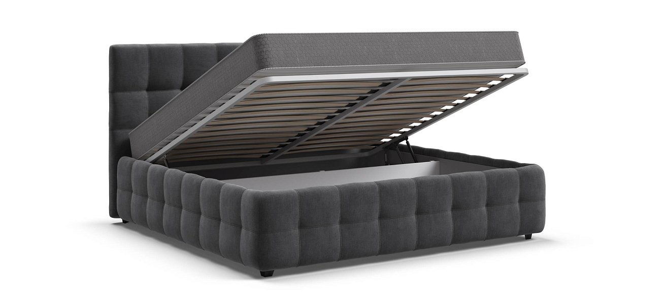 Босс Кровать+ПМ 180*200 велюр Монолит серый