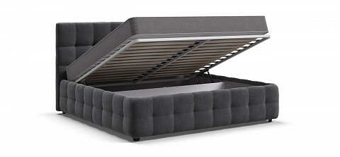 Босс Кровать+ПМ 180*200 велюр Монолит серый 3