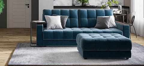 Босс пуф велюр Монолит синий 2