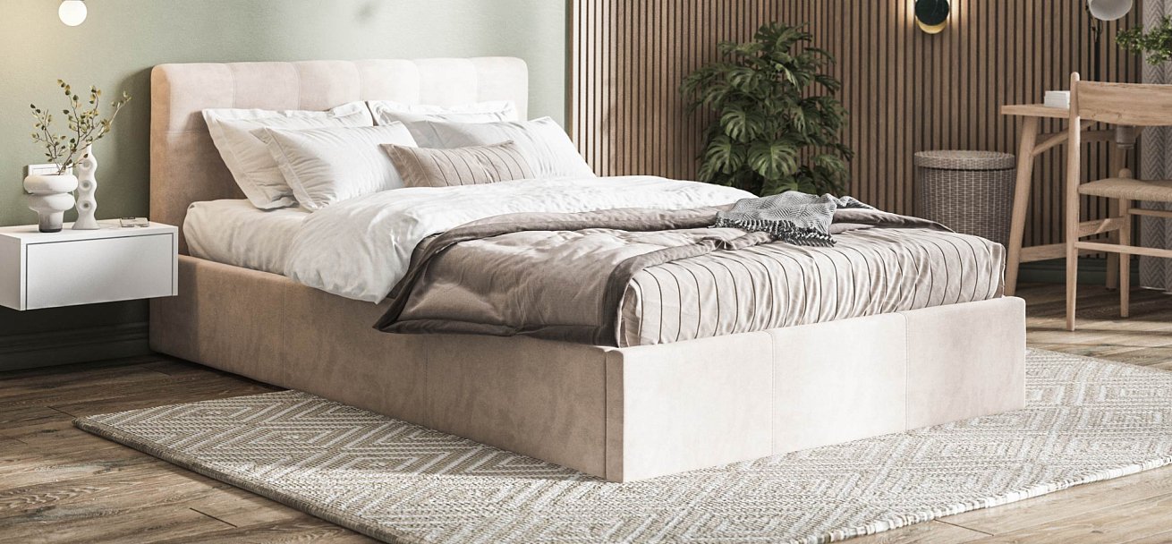 Белла Кровать без ПМ 140*200 велюр Монолит латте