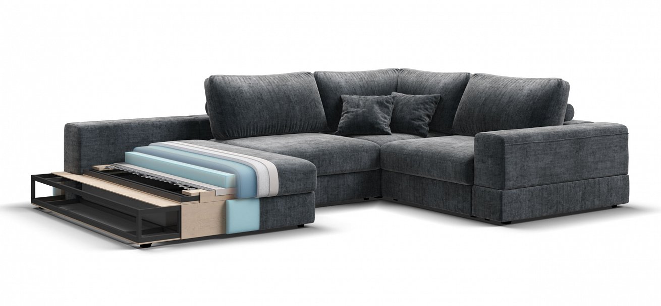 П-образный диван-кровать Босс Модуль Шенилл Глосс карбон