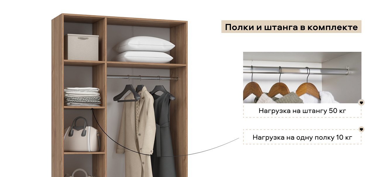 Босс Стандарт 120*220 шкаф распашной 3Д 01 Орех Селект