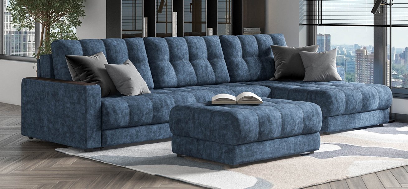 Босс пуф велюр Роял синий