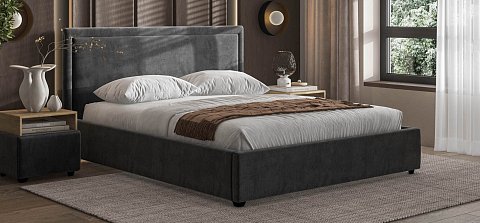 Фрея Кровать+ПМ 160*200 велюр Монолит серый 2