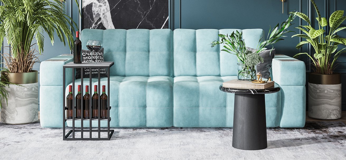 Диван Босс ХО велюр Монолит аква / Снежная Сонома
