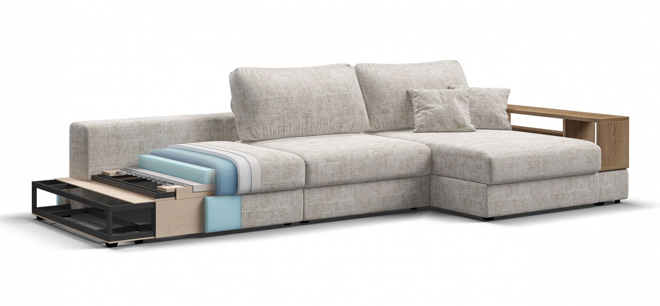 Угловой диван-кровать Босс Модуль ХЛ Шенилл Смарт кварц