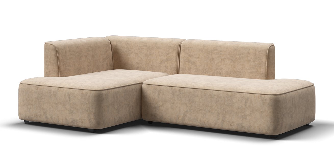 Угловой диван левый Кинг Твин велюр Роял шампань