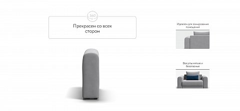 Ричмонд Модуль подлокотник 2 шт. велюр Монолит сталь 3