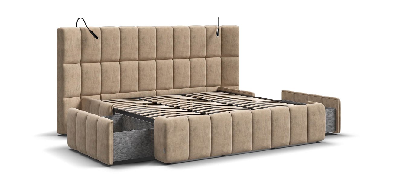 Босс ХО Кровать 180*200 велюр Роял шампань