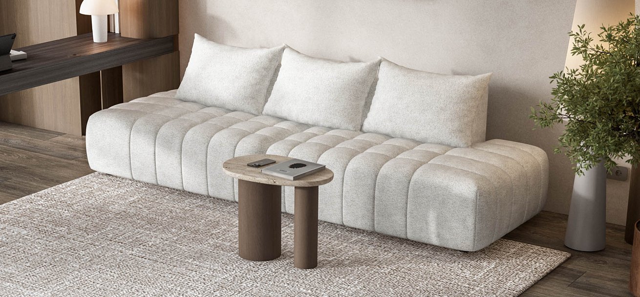 Диван прямой Босс Твин Шенилл Клауд крем