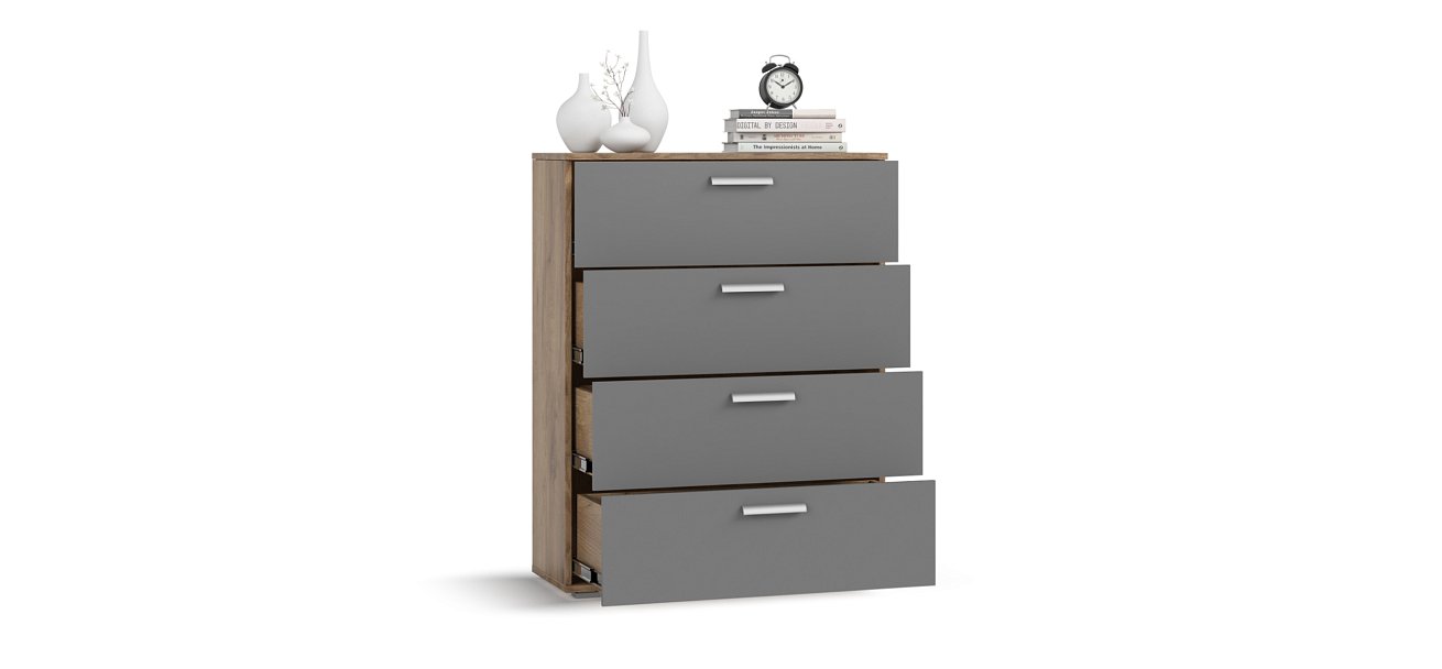 Комод Люкс Серый графит, Крафт табачный