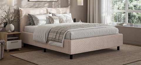 Лео Кровать 160*200 Вельвет Корд бежевый 2