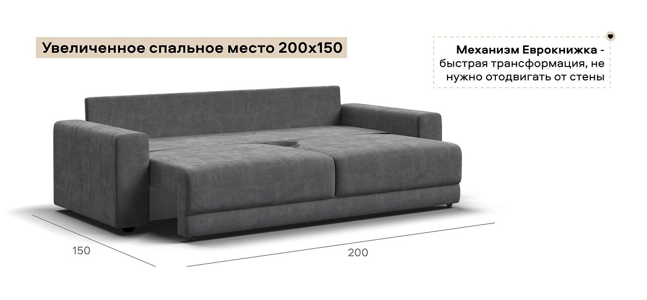 Диван Босс Прайм Шенилл Клауд графит