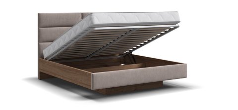 Босс Лофт Кровать+ПМ 160*200 велюр Монолит латте, Орех селект 3