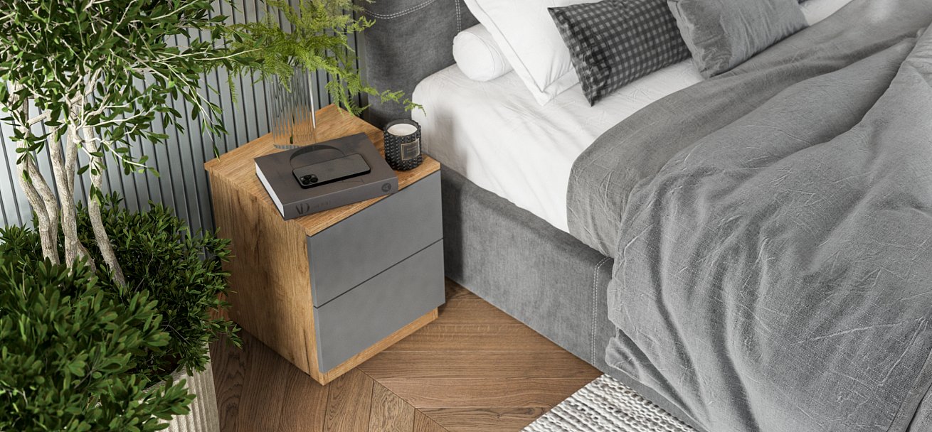 Тумба Симпл Крафт табачный, Серый графит