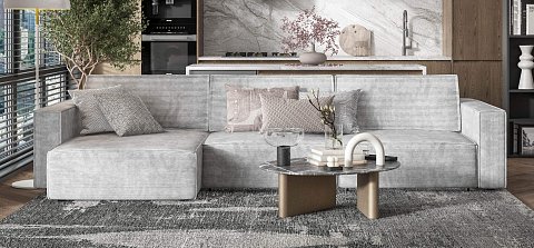 Угловой диван Босс Софт Модуль Макс Вельвет Корд серый 2