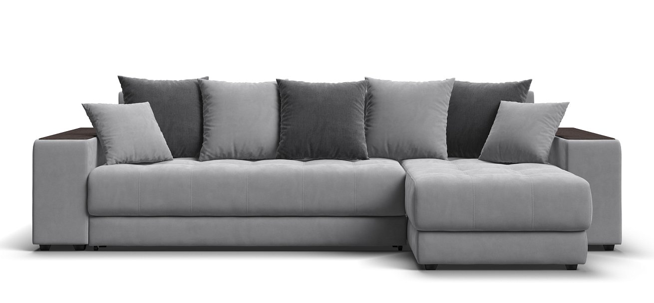 Угловой диван Дубай велюр Монолит сталь, велюр Монолит серый