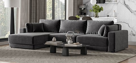 Угловой диван Босс Прайм Макс Вельвет Корд графит 2