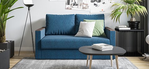 Диван Атланта двухместный Рогожка Мальмо синий 2